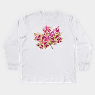 Abstract Colorful Watercolor Autumn Leaf Kids Long Sleeve T-Shirt